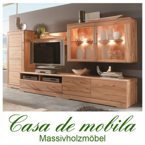 Wohnwand Anbauwand Schrankwand TV-Wand Wohnzimmer Holz Kernbuche Buche massiv ge&ouml;lt Massivholz Massivholzm&ouml;bel