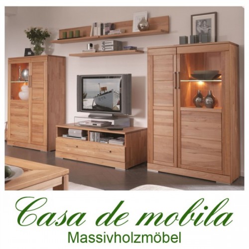 Wohnwand Anbauwand Schrankwand TV-Wand Wohnzimmer Holz Kernbuche Buche massiv ge&ouml;lt Massivholz Massivholzm&ouml;bel