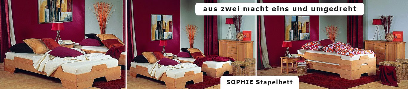 Stapelbett Massivholz SOPHIE Buche m&h