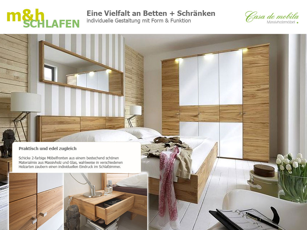 Massivholz-Schlafzimmer-Set-Kleiderschrank-Doppelbett