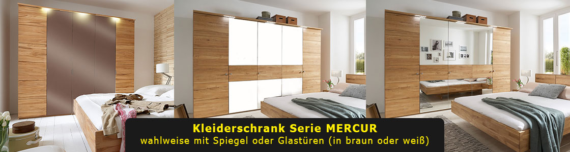 Kleiderschrank massiv Glastür MERCUR