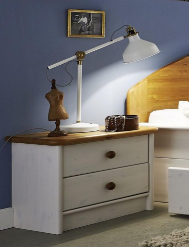 Wäscheschrank Schlafzimmerschrank Kiefer 2-farbig weiß gewachst