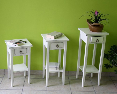 Beistelltisch Halbrund Holz ~ Beistelltisch Blumentisch Set Blumenhocker Holz massiv weiß antik Beistelltisch Halbrund Holz ~ Beistelltisch Blumentisch Set Blumenhocker Holz massiv weiß antik